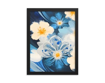 Cobalt Garden Wall Art - Abstract Home Decor on Museum-Quality Print with Optional Frame