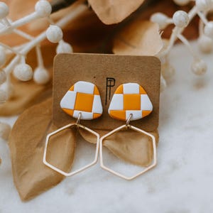 TN Vols Checkerboard Dangle Earring