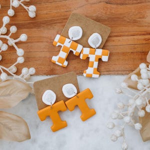 TN Vols Power T Checkerboard Dangle Earring