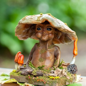 Handmade Mushroom Sculpture: Whimsical Forest Creature Decor