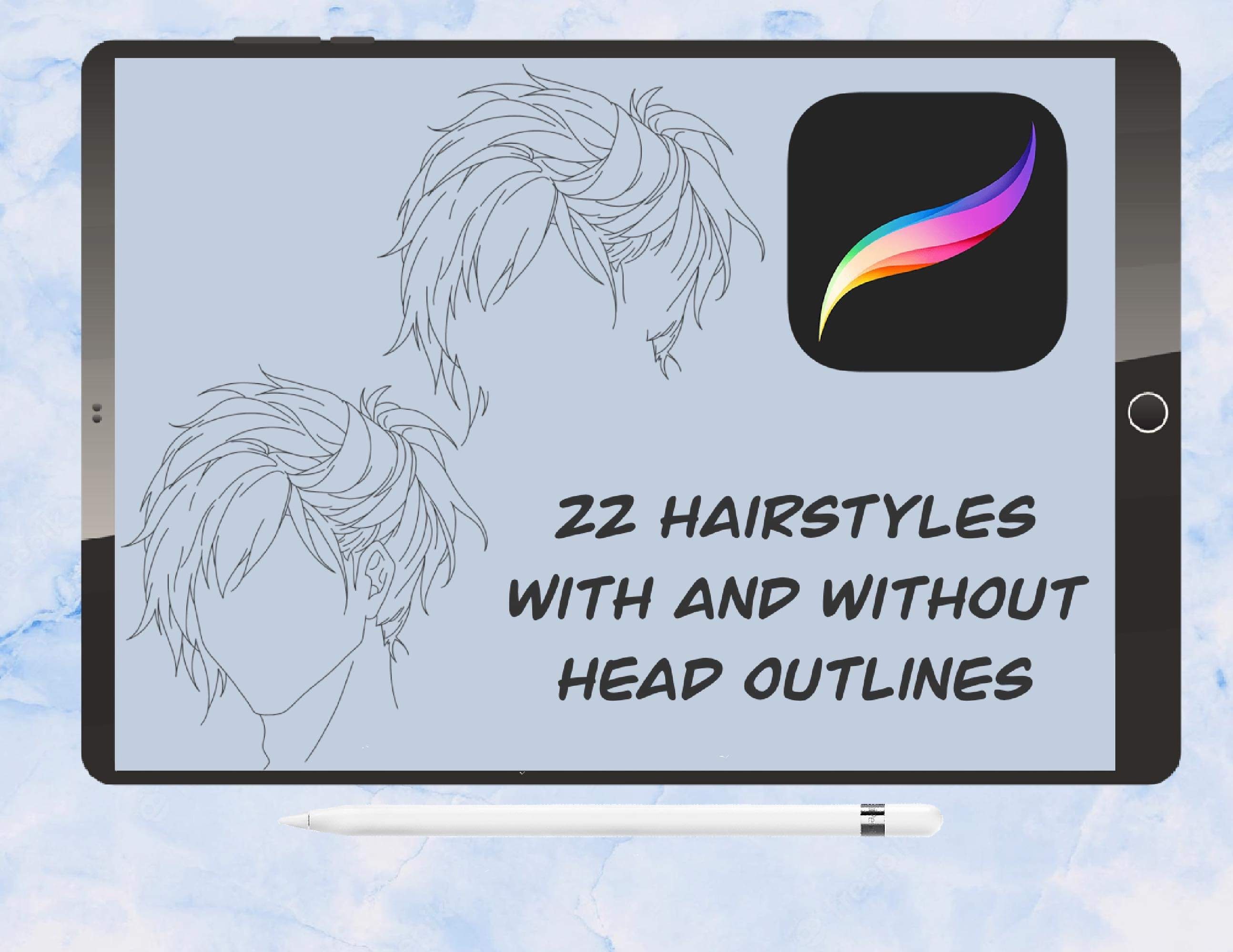 44 Manga Procreate Male Hairstyle Stamps, Procreate Hair, Procreate