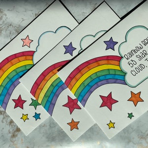 Rainbow party invitation, 5x7 decorated envelopes, rainbow birthday party