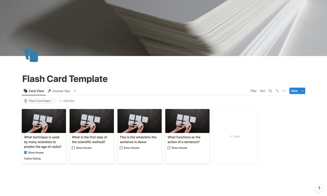 Notion Flash Card Template Digital Flash Card Notion Study Template Study Helps Notion Academic