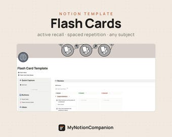Notion-Karteikartenvorlage | Lernsystem mit verteiltem Lernen | Notion-Lernplaner für Studierende, Sprachenlernen & -wiederholung
