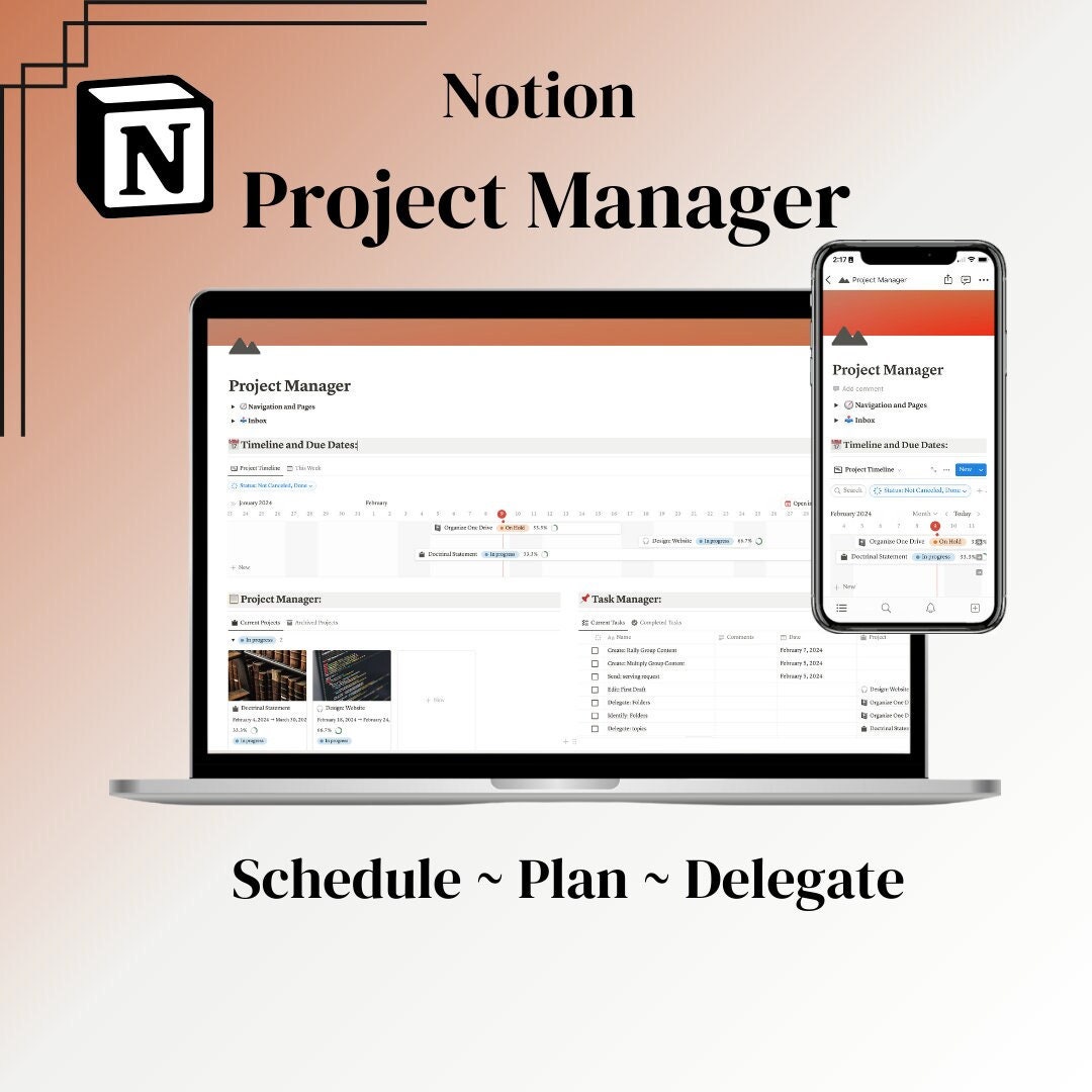 Project Manager Notion Template Organization Task Manager Ultimate ...