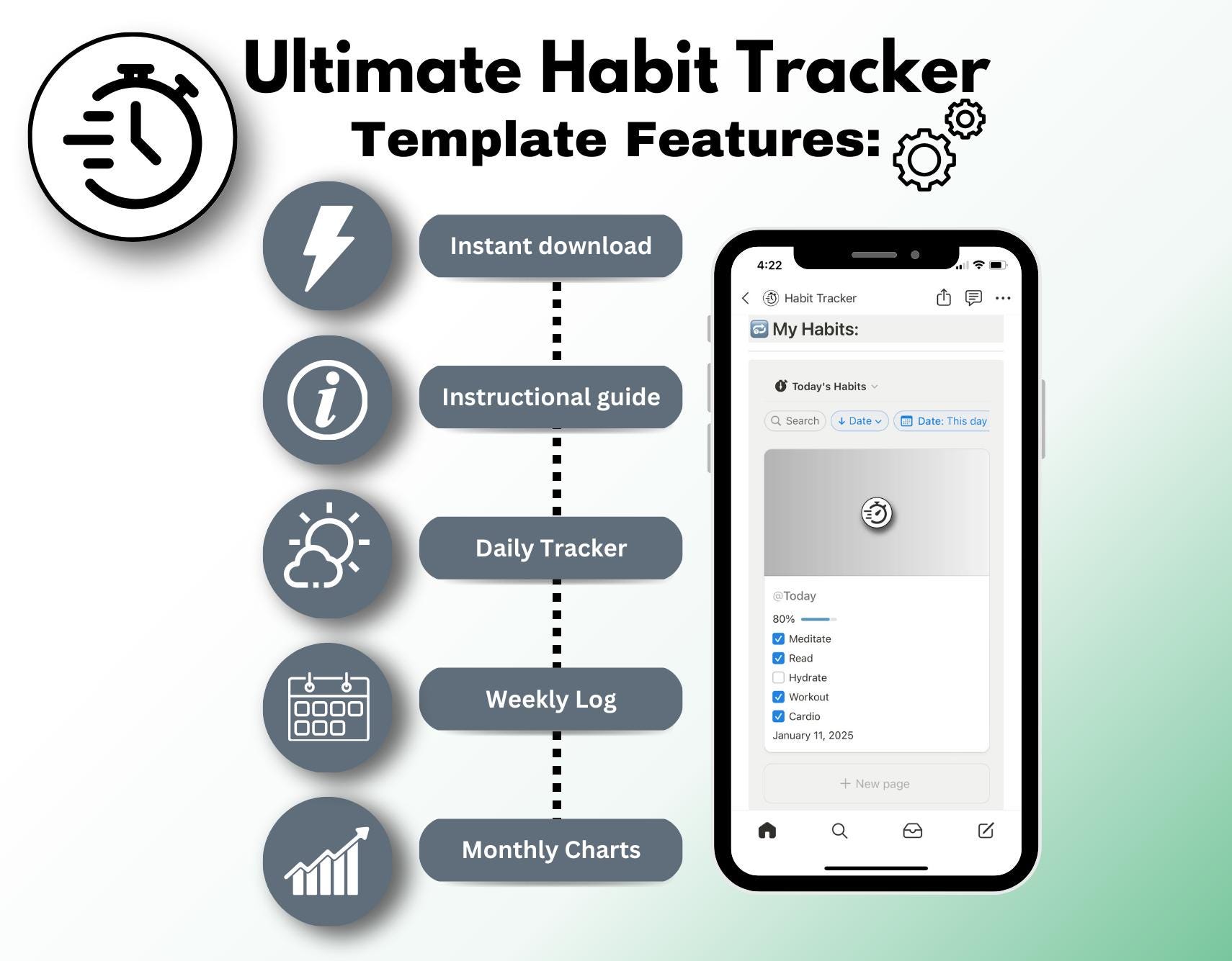 Notion Habit Tracker Digital Template Daily Weekly Monthly Habit ...