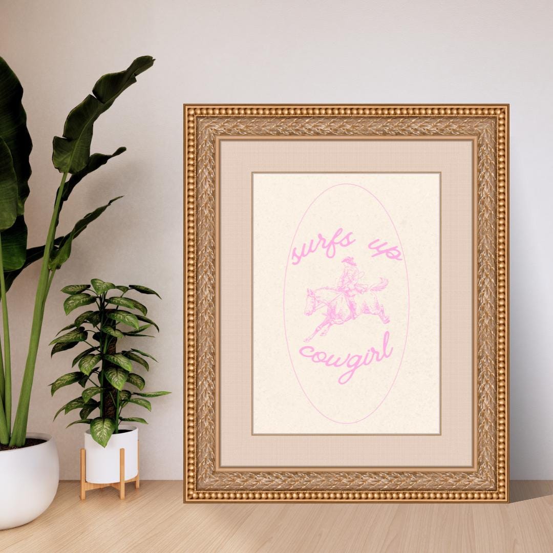Pink Coastal Cowgirl Wall Art | Coastal Western Print | Coastal Cowgirl ...