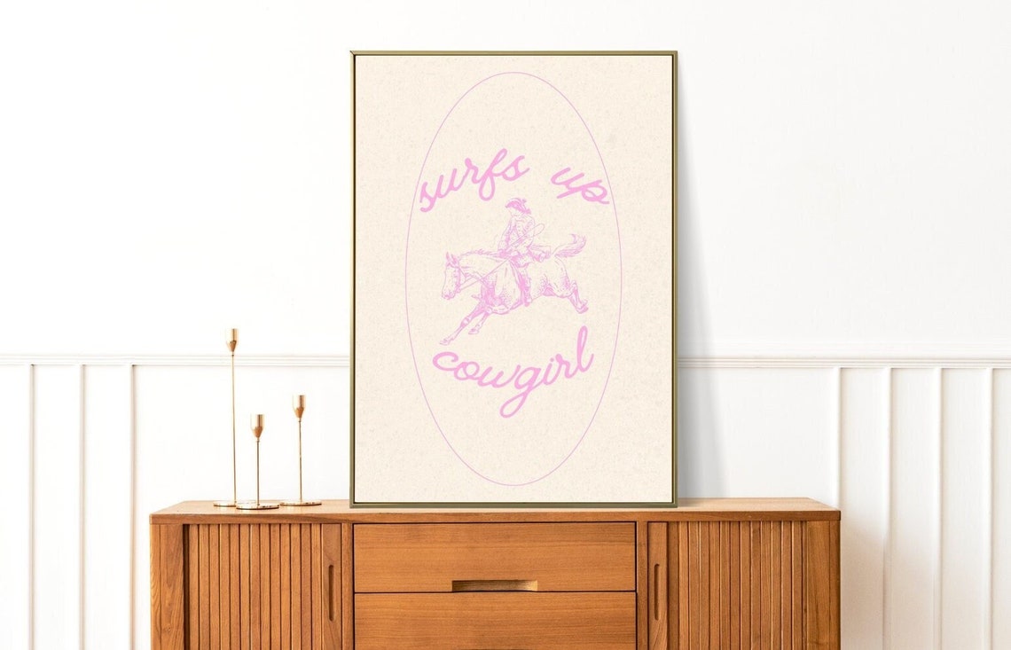 Pink Coastal Cowgirl Wall Art Coastal Western Print - Etsy