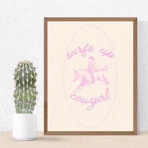 Pink Coastal Cowgirl Wall Art | Coastal Western Print | Coastal Cowgirl Decor | Coastal Cowgirl Aesthetic Trendy Poster Digital Print