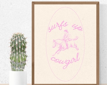 Pink Coastal Cowgirl Wall Art | Coastal Western Print | Coastal Cowgirl Decor | Coastal Cowgirl Aesthetic Trendy Poster Digital Print