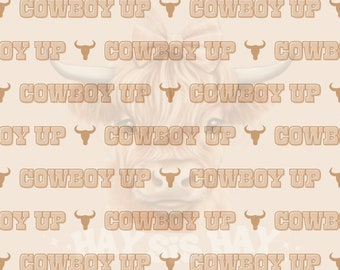 Cow Boy Seamless File Pattern... Western Digital Pattern... Neutral Repeating Patterns for Boys