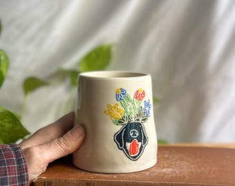 Hunde & Blumenkrone | Gefrorene Kaffeetasse | Handbemalt