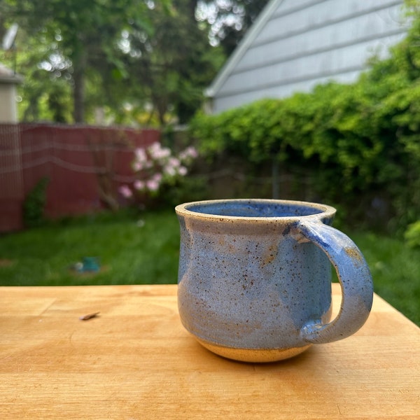 textured blue mug