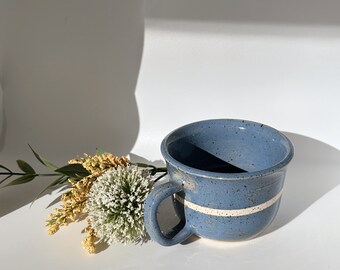 Stripe Speckled Blue Mug | Stoneware Mug | Unique Coffee Mug | Cozy Moody Pottery Coffee Mug | Tea Mug | Ceramic Handmade Mug | Pottery Mug