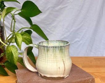 Green & Pink Ceramic Mug | Seconds | Handmade Artisan Pottery Coffee Cup