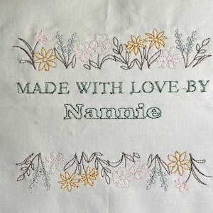Custom Embroidered Quilt Label Made With Love
