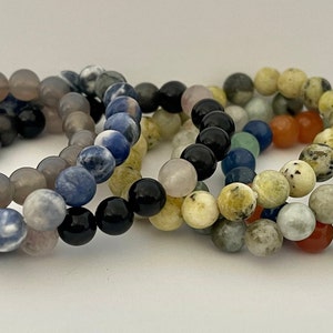 Natural crystal Beads, Handmade Men Women unisex Stretchy Bracelet, Genuine Gemstone Round Beaded Healing Crystal Bracelet meditation, yoga