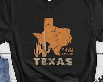 Funny Texas t-shirt with exes Texas-themed exes shirt gift for Texas divorcee Country-inspired exes shirt Texas pride ex-boyfriends tee