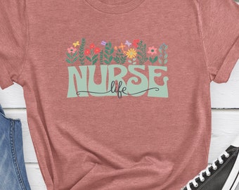 Lustiges Krankenschwester Leben T-Shirt Blumen-T-Shirt für Krankenschwestern niedliches Krankenschwester-Leben-Shirt
