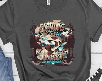 Fiske Alaska t-shirt Alaska fiske tee Laxfiske t-shirt Gåva till fiskare Alaska fisketur tee Fiskeexpeditionskläder