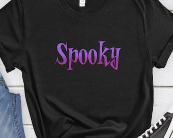 Spooky Halloween t-shirt Creepy and cool shirt Scary-themed apparel Ghostly graphic tee Haunted design shirt Gothic style spooky tee
