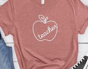 Camisa de maestro de manzana Camiseta de manzana de educador Camisa de manzana con tema de maestro Camiseta inspirada en la enseñanza Regalo para la camiseta de apreciación del maestro