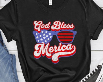 Camiseta patriótica Deus abençoe Merica com bandeira americana Deus abençoe Merica Orgulho dos EUA Deus abençoe Merica T Deus abençoe Merica Camiseta Camisa patriótica de presente