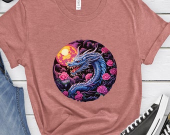 Dragon-themed t-shirt Dragon graphic gift shirt Mythical creature shirt Fantasy dragon apparel Dragon art clothing Cool dragon t-shirt