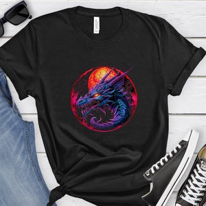 Drachen-Themen-T-Shirt Drachen-Grafik-Geschenk-Shirt Fabelwesen-Shirt Fantasy-Drachen-Bekleidung Drachenkunst-Kleidung Cooles Drachen-T-Shirt