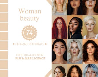 AI Woman Portrait Bundle: Diverse Faces, Social Media Templates