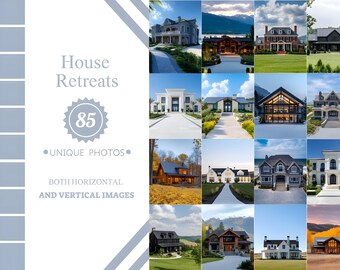 May include: A collage of 85 unique photos of houses, showcasing a variety of architectural styles and exterior designs. Both horizontal and vertical images are included.