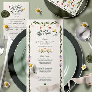 DIGITAL_Semi-custom personalised Wedding, party Menu colourful Flowers #BloomsSuite