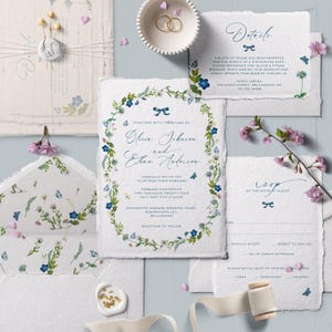 DIGITAL_Semi-custom personalised vintage Colourful Floral Wedding Invitation Suite Set with Butterflies, Details, RSVP Cards