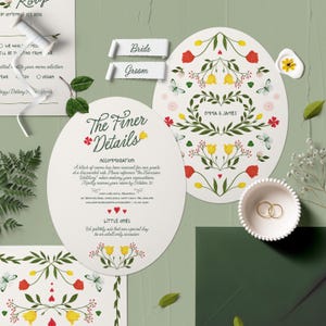 DIGITAL_Semi-custom personalised colourful floral watercolour Wedding Invitation Suite Set, Invite, Details, RSVP Cards