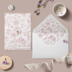 PRINTABLE_Mini Bundle aus Pergaminpapier und Umschlageinlagen für 5x7 ”Einladung, Rosa Blumen #Mislasuiten