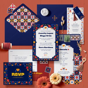 DIGITAL_Semi-custom personalised colourful wedding Invitation Suite Template Set, Editable Invite, Details and RSVP Cards, Belly Bands