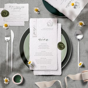 DIGITAL_Semi-custom personalised Wedding party Menu, Floral Vintage Green Menu Card #NoaceSuite