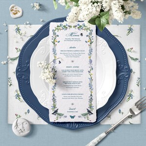 DIGITAL_Semi-custom personalised Wedding/ Party Menu Template Editable Dainty Florals Menu Card #EvefieldCollection