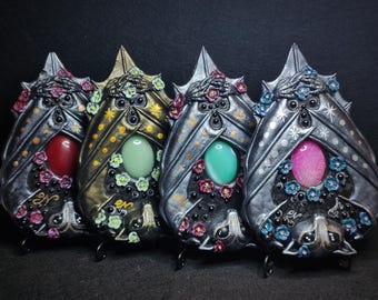 One of a kind Bat Planchettes, resin cast, hand painted with acrylics