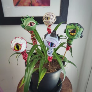 Creepy cute indoor plant accessory, polymer clay, one of a kind.