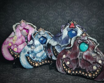 Moth Planchettes, ooak, hand painted with acrylics, resin cast