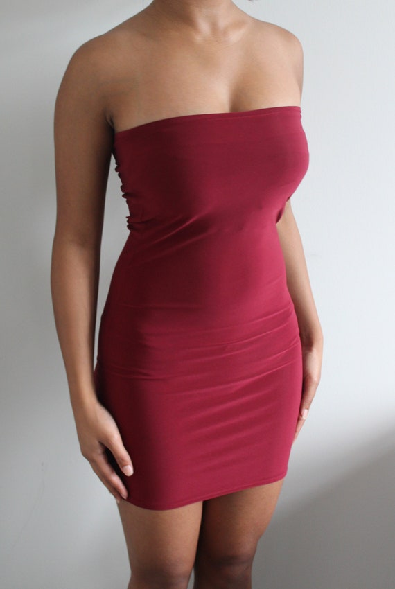 Burgundy Tube Dress - Etsy Australia