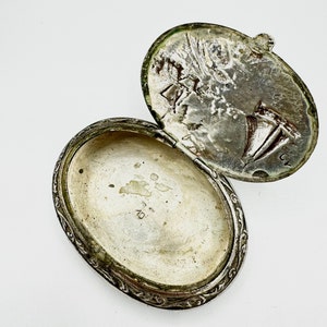 Antique Dutch 925 Silver Oval Pill Box, Rouge, Snuff Box image 5