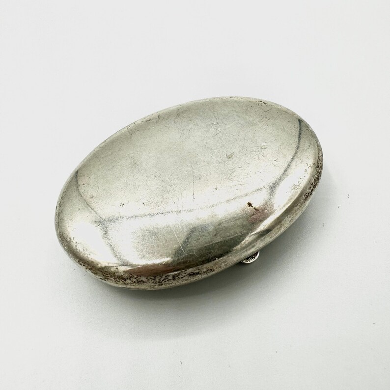 Antique Dutch 925 Silver Oval Pill Box, Rouge, Snuff Box image 6