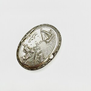 Antique Dutch 925 Silver Oval Pill Box, Rouge, Snuff Box image 8