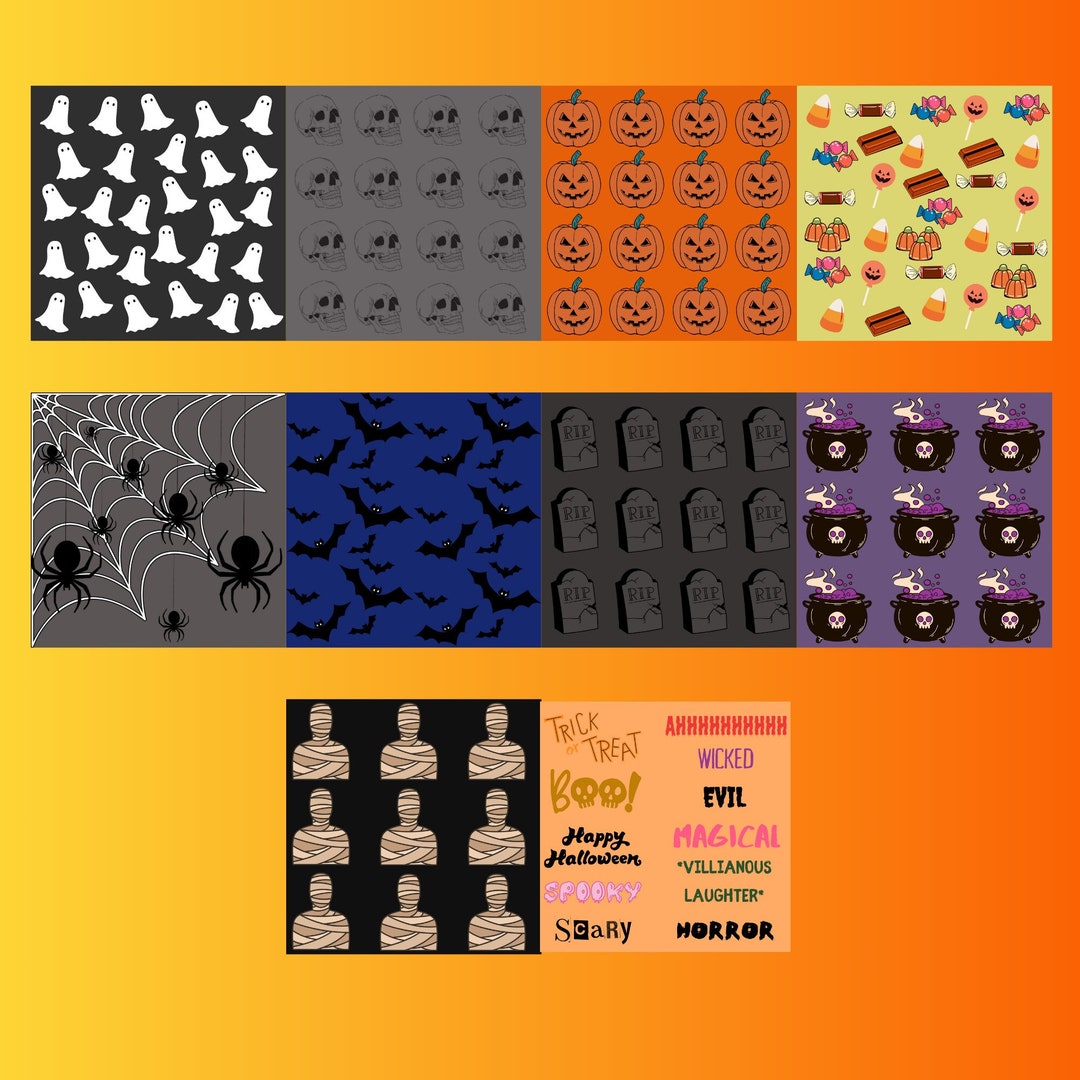 Halloween Cardstock Digital Paper Printable Halloween Etsy
