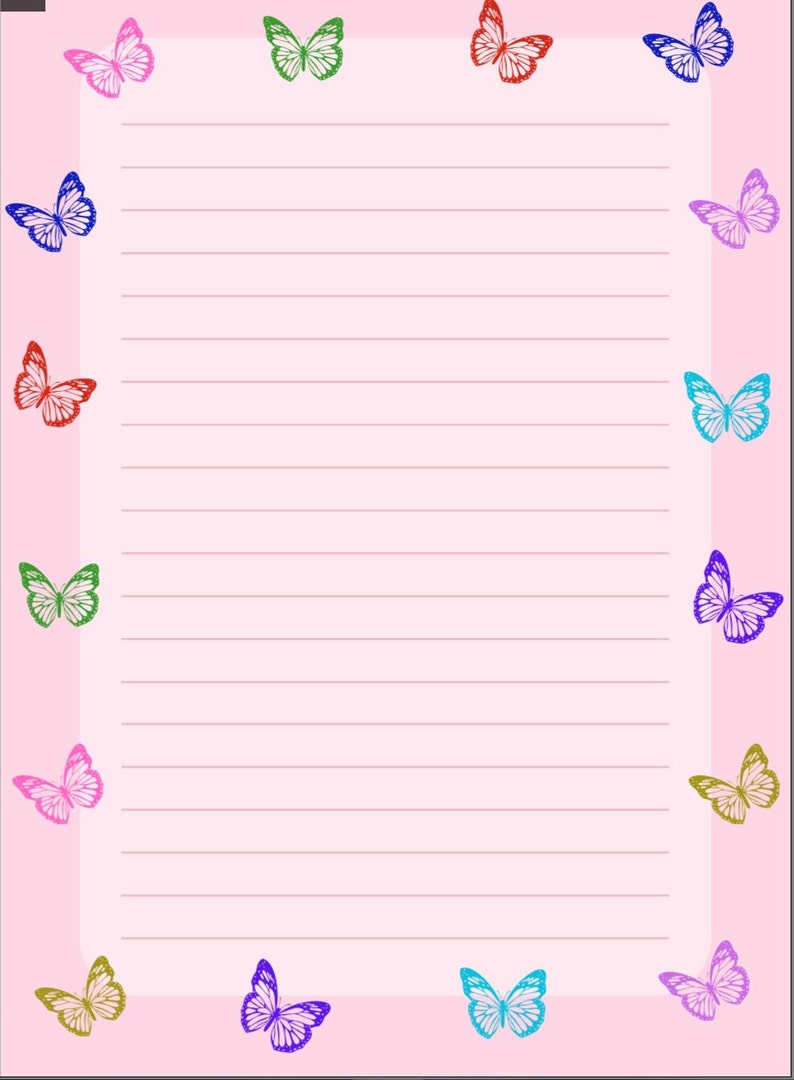 Butterfly Stationery Paper Set, Printable Pink Butterfly Pages - Etsy