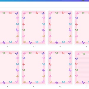 Butterfly Stationery Paper Set, Printable Pink Butterfly Pages - Etsy