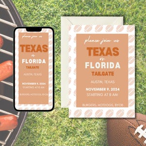 EDITABLE Football Tailgate Invitation, E-Vite, College Football Tailgate Invite, NFL Tailgate Invite, Canva Template Invite