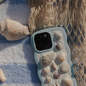 Seashell Phone Case, Blue shell phone case, Shell phone case, Seashell iPhone Case, Mosaic Phone Case, Beachy Phone Case
